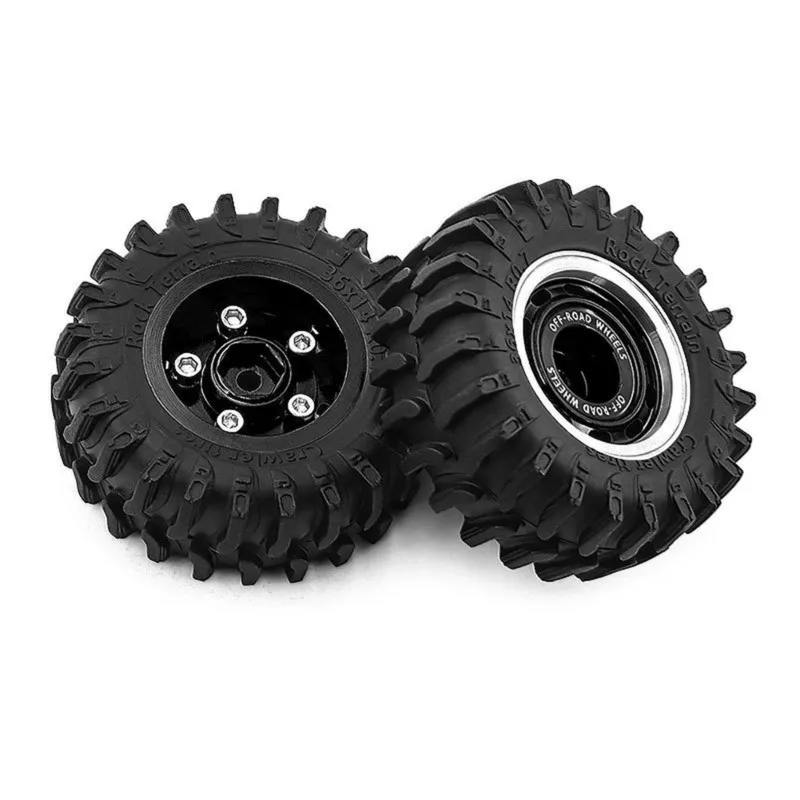 ABUM-RC Car 0.7 Inch Wheel Hub Beadlock Wheel Tire Set For 1/30 Black