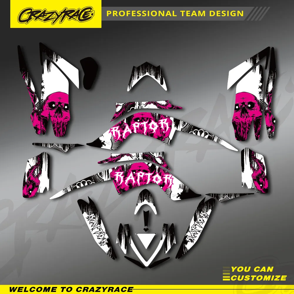

CRAZYRACE Custom Team Graphics Backgrounds Decals Stickers Kit For YAMAHA RAPTOR 700 2013-2021 Decals Stickers