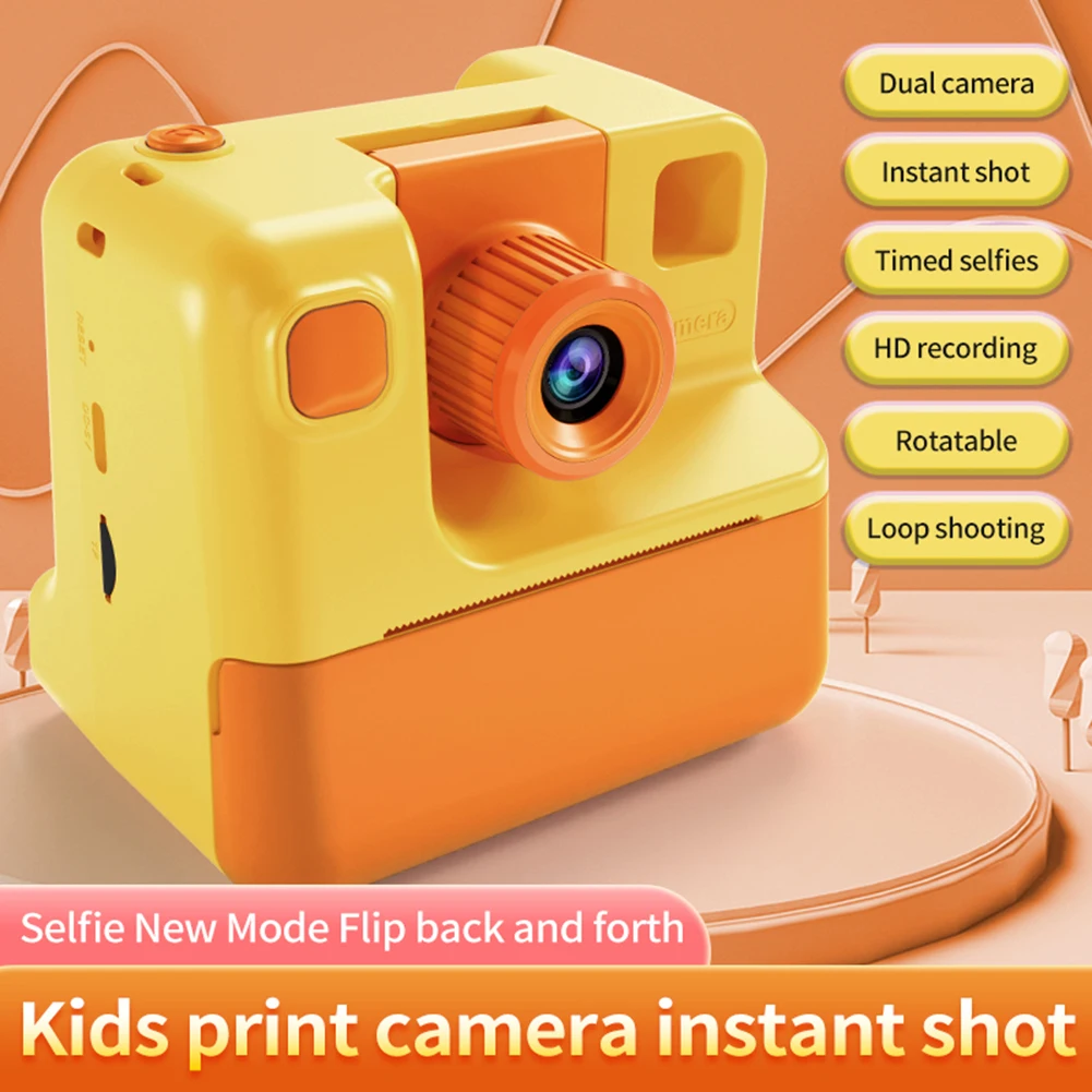 Kids Instant Print Camera Zero Ink Digital Photo Camera with 3 Rolls Print Paper Child Toy Camera for Christmas/Birthday/Holiday
