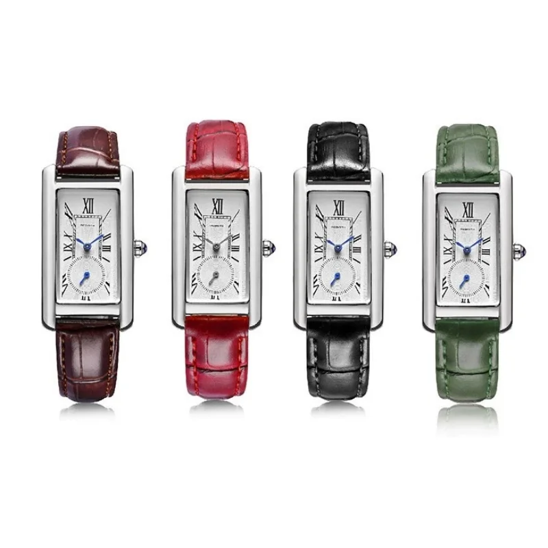 ولادة جديدة 107 بسيطة أنيقة كوارتز ساعة نسائية الرومانية الرقمية الهاتفي حزام من الجلد الكلاسيكية موضة ساعة نسائية هدية reloj mujer