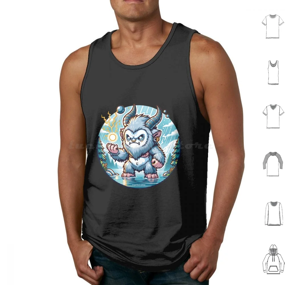 Legendary Animals-Thunderous Silver Ape Tank Tops Vest Sleeveless Fantastical Cute Kawaii Fantasy Supernatural
