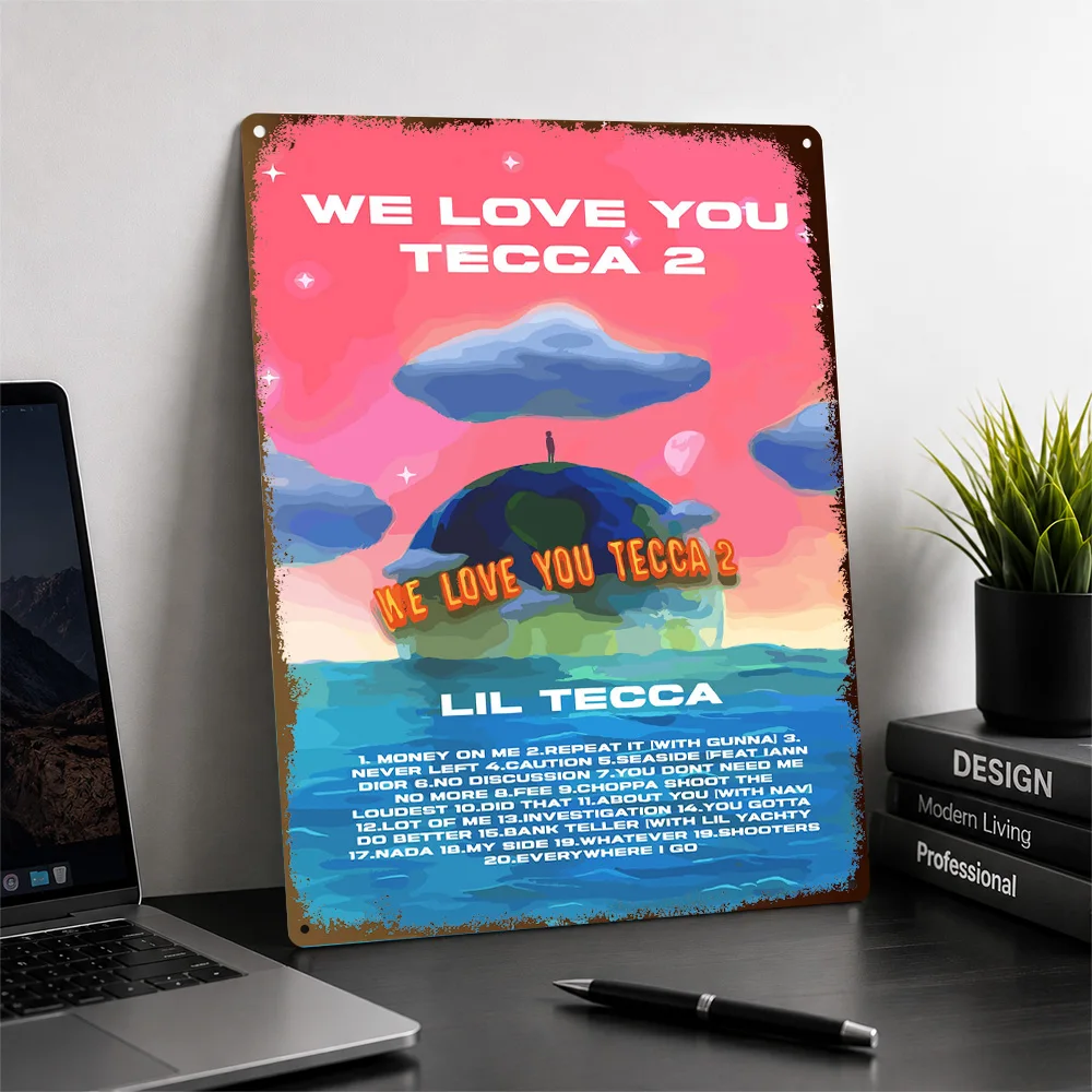Lil Tecca We Love You 2 Album Cover Textured Metal Poster Graphic Wall Art For Bedroom Personalized Aluminum Sign Birthday Gift