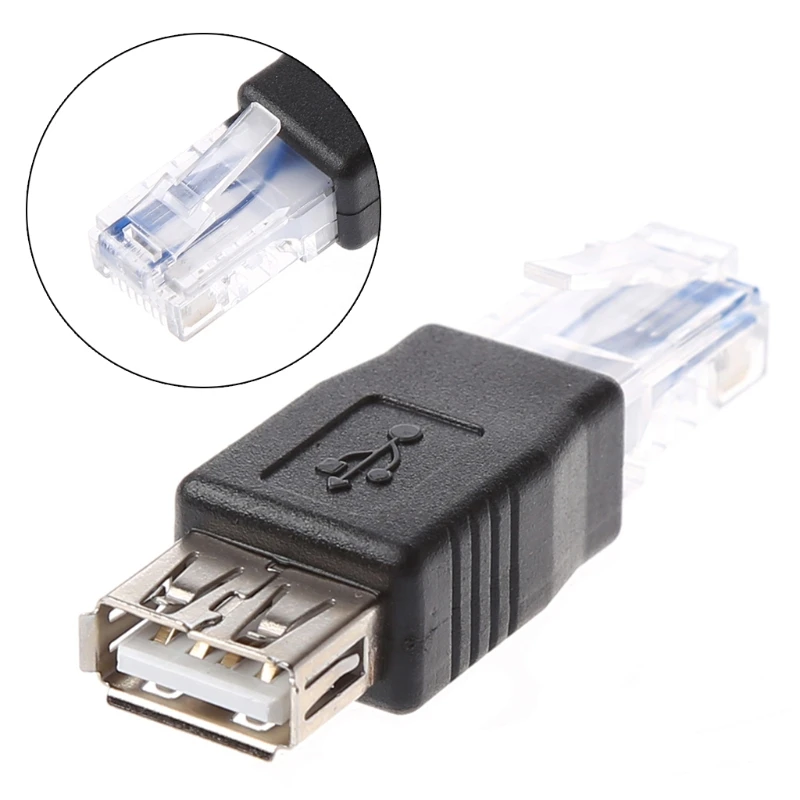 2Pcs USB Type A Female To Ethernet Internet RJ45 Male Connector Converter Adapte