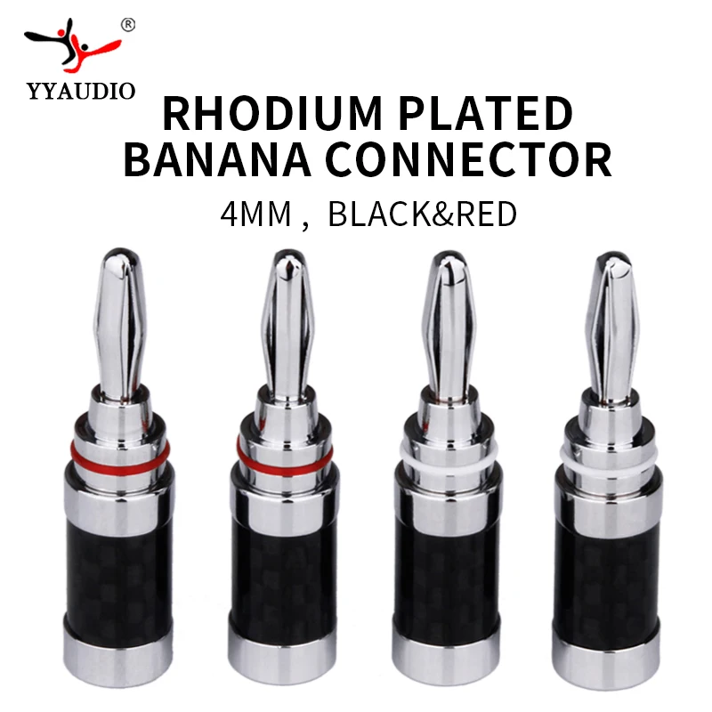 YYAUDIO Hifi Banana Connector 4mm Speaker Banana plugs Copper Rhodium Plated Banana Jack For Audio Jack Speaker Plugs Black&Red