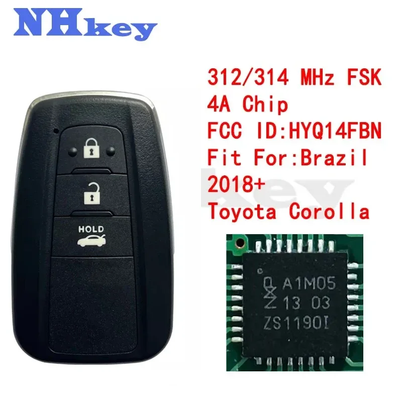 Baby key Car Remote Control Key For Toyota Corolla In Brazil 2018-2021 HY14FBN 4A Chip 312/314MHz 8990H-12010 Promixity Card