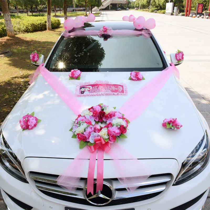 New Wedding Car Artficial Flowers Decoration Wedding Simulation Flower Wedding Car Suit Float Pull Flower Decoration Fake Flower