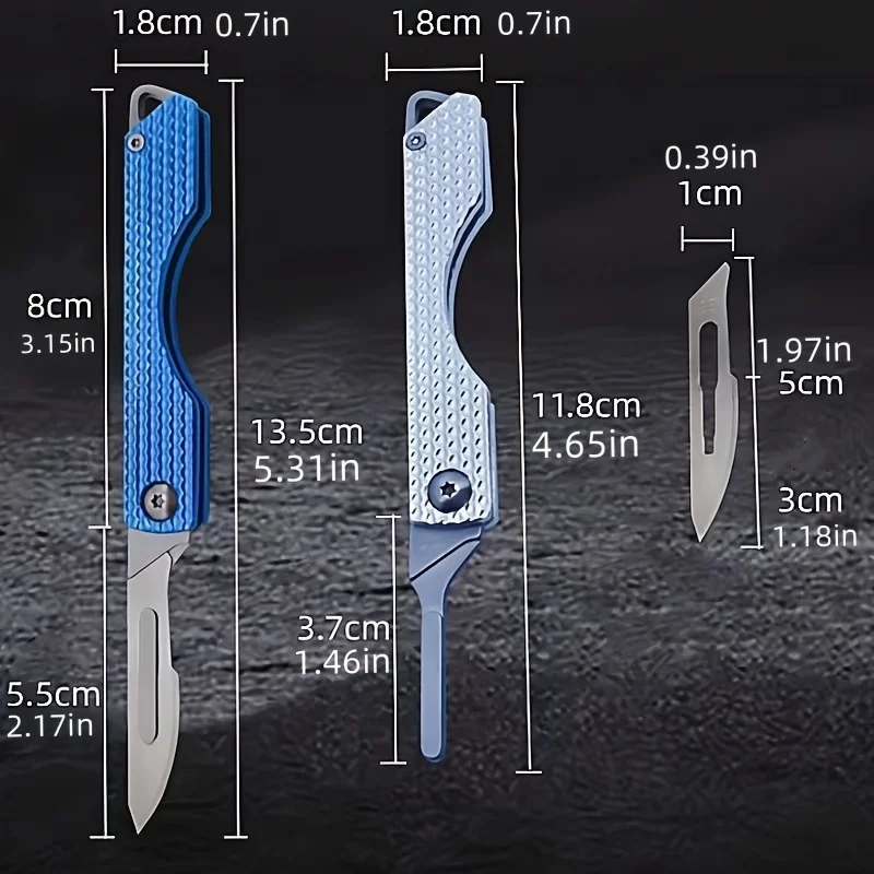 Outdoor Sharp Folding Scalpel Aluminum Utility Knife Interchangeable Blade Keychain Knife Carry Carving Knife Unpacking Tool