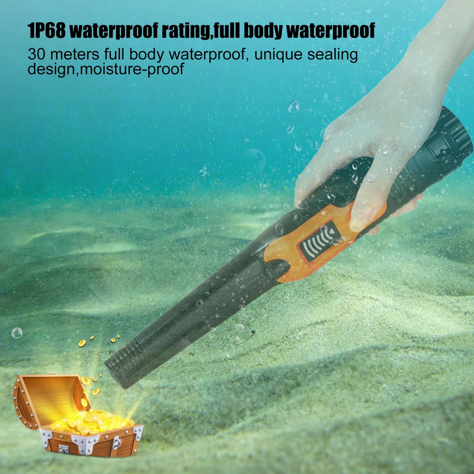 Metal Detector Fully IP68 Waterproof Metal Detector Pinpointer With LED Flashlight 360 Search Treasure Pinpointing Finder