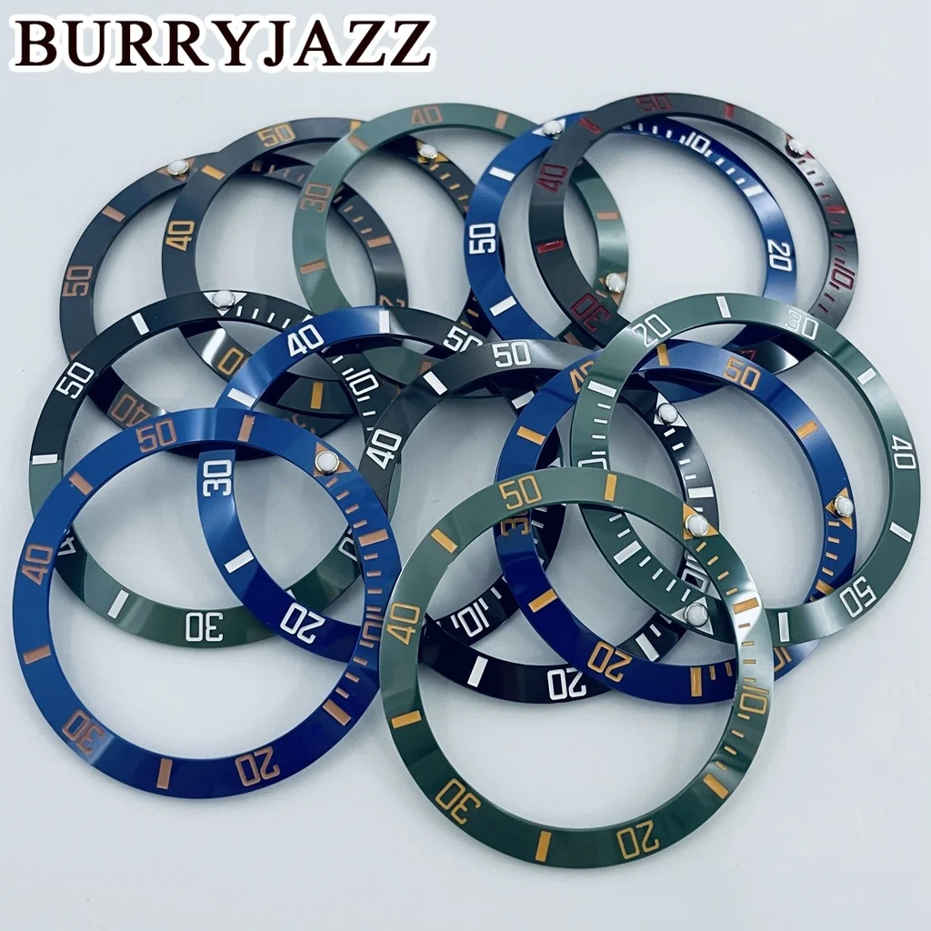 BURRYJAZZ 38mm Ceramic Ring GMT Diver\'s Style Watch Bezel Insert For 40mm Watch Cases Replace Accessory Diving Bezel Ring