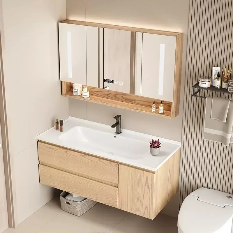 Cabinet With Mirror Bathroom Furniture Wall Pharmacy Sinks Medicine Washbasin Narrow Corner Multipurpose Pvc Storage
