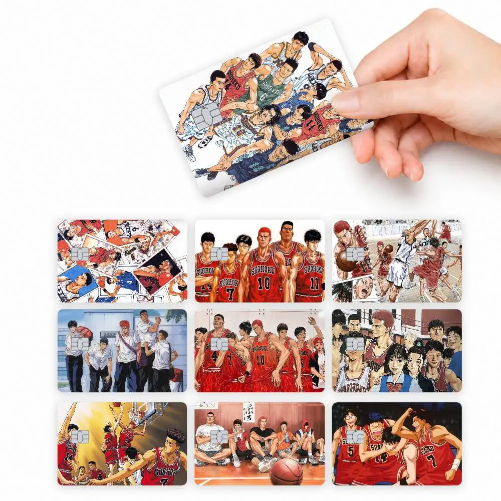 Anime SLAM DUNKs  4pcs Credit Card Skin Stickers Suitable for Bank Debit Subway Bus Transit Pass Decorative Cover