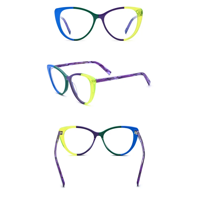 

Belight Optical Women Colorful Cat Eye Shape Acetate Vintage Retro Design Spectacle Frame Eyeglasses Precription Lens 19299