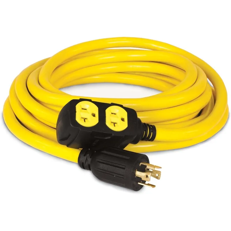 25-Foot 30-Amp 125/250-Volt Duplex-Style Generator Extension Cord (L14-30P to four 5-20R)