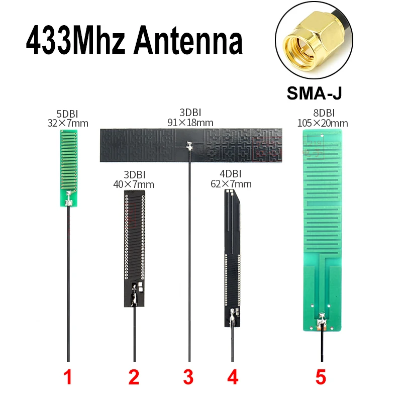 2Pcs Lora 433Mhz Antenna 433M Omni PCB Antenna SMA-J Male High Gain Build in Antenna Long Range Aerial