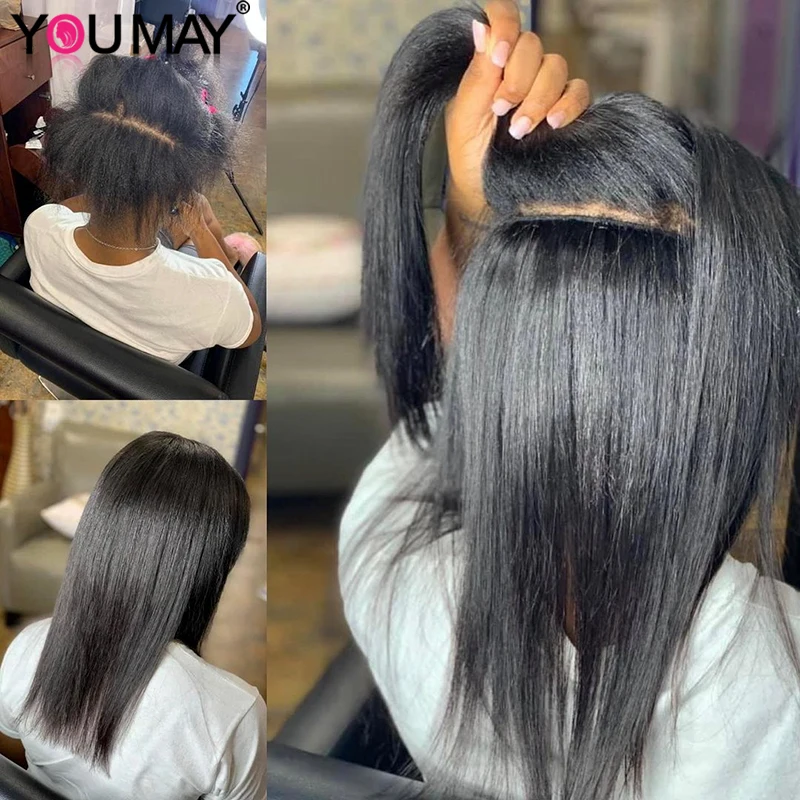 Extensions de cheveux humains à clipser pour femmes noires, faisceaux de cheveux raides Yaki légers, RemyYaki brésilien, clip grossier, Ins Kinky, Youmay