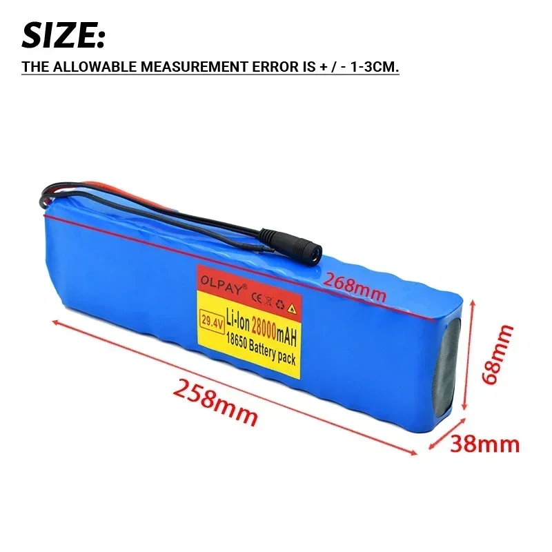 100% New 7S4P 24V 28000mAh  li-ion battery pack 29.4V 18650 rechargeable batteries