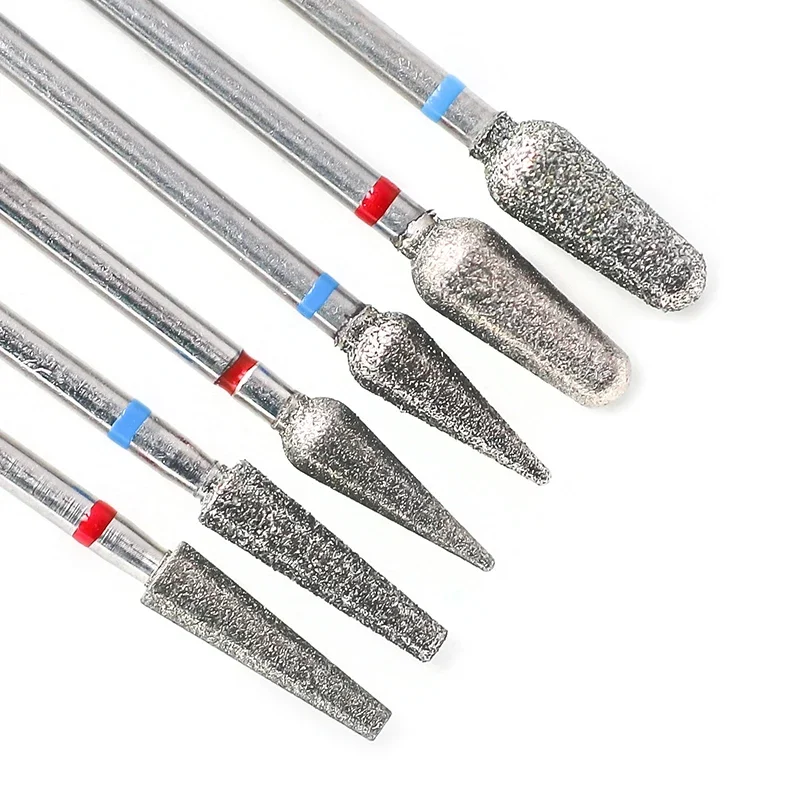 Brocas de cerámica de diamante para uñas, cortador de fresado para manicura, limas de cutículas rotativas izquierda y derecha, Buffer, accesorios para uñas DIY, herramientas