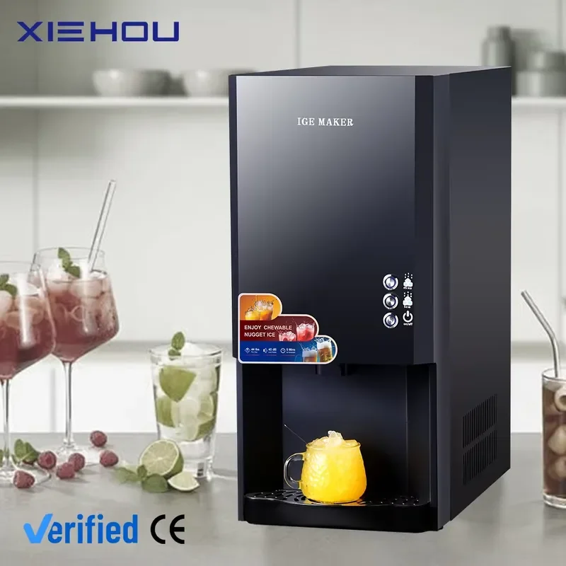 Mini Ice Cube Maker for 100KG to 120KG per 24 Hours Portable Tabletop Semi Professional Ice Dispenser with Crusher