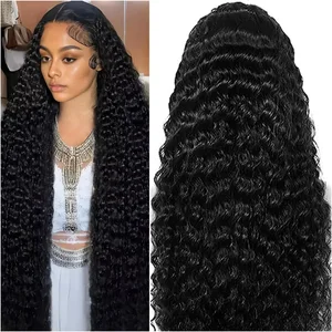 38 40 Inch Deep Wave 13x6 5x5 Lace Front Human Hair Wigs 200% Density Re