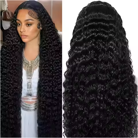 38Inch Deep Wave 13x6 5x5 Lace Front 100% Human Hair Wigs 200% Density Remy 360 Full Lace Frontal Wig PrePlucked For Black Women