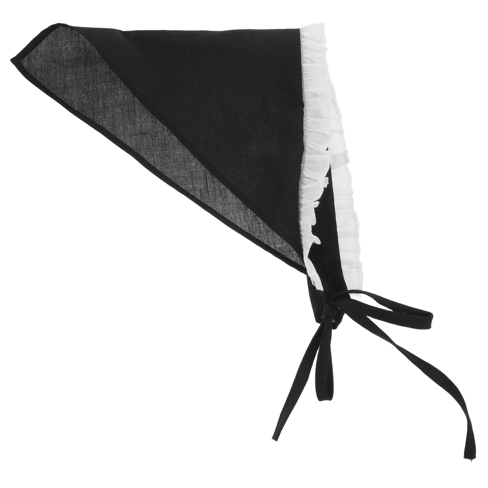 

Elegant Lace Triangle Headscarf Women Adjustable Tie Turban Bonnet Summer Hair Scarf Kitchen Cap Food Service Black Lightweight