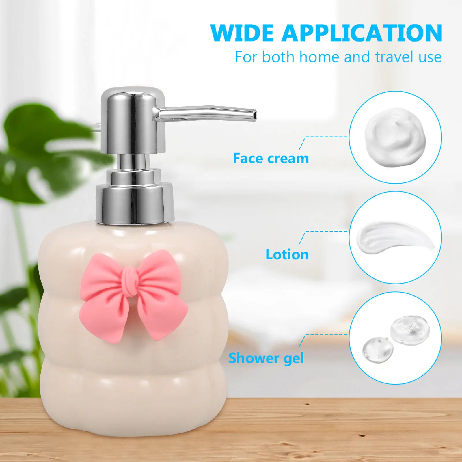 

Ceramic Soap Dispenser Refillable Pump Liquid Hand Soap Lotion Bottle Bathroom Shampoo Container Leakproof Pump Bottle for Home