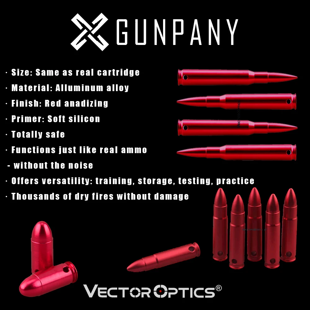 Vector Optica 9Mm Cartridges Snap Caps. 300 .223 12ga Voor Training Tactisch