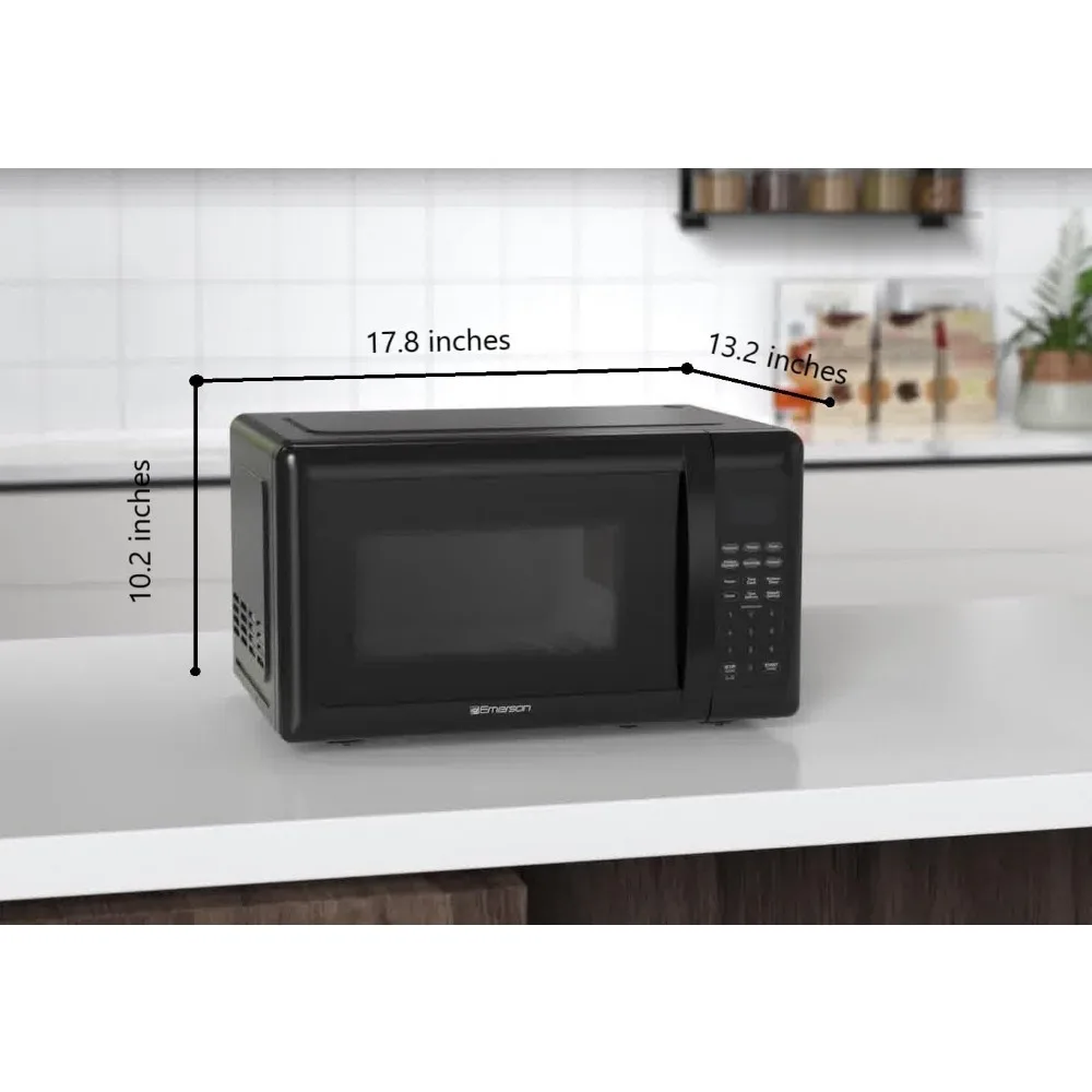 Compact Countertop Microwave Oven with Touch Control, LED Display, 700W, 10 Power Levels, 6 Auto Menus, Glass Turntable
