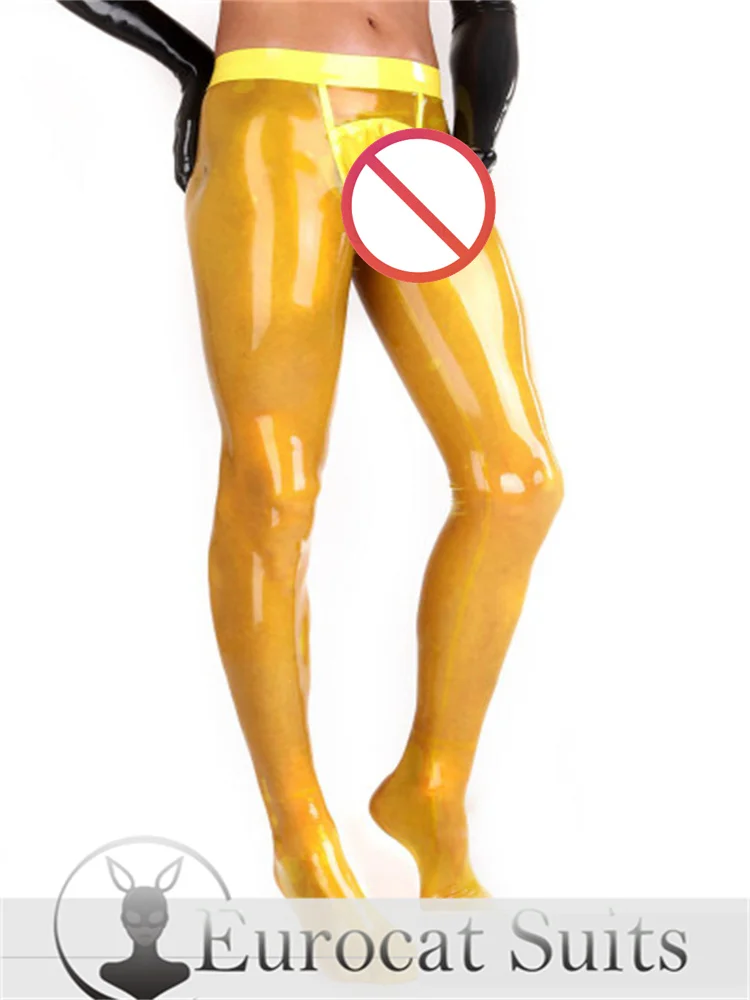 

latex stockings eurocat suits latex leggings rubber fetish customised clubwear cosplay Men's Latex Pantyhose with Codpiece