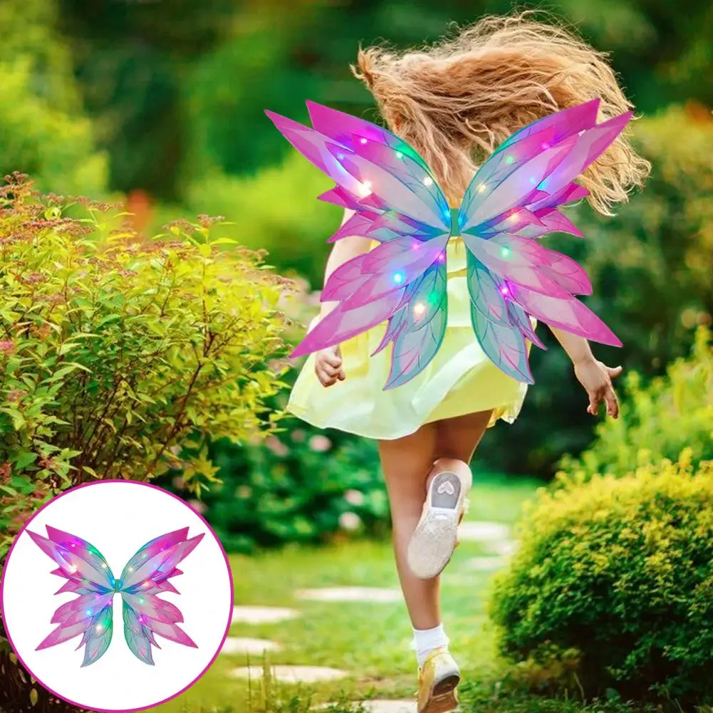 50*38cm Enchanting Glowing Butterfly Wings Light Up Fairy Costume Cosplay Gift Versatile Glowing Wing For Girls Halloween Party