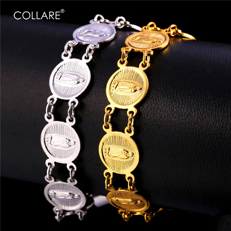 Chainspro Virgin Mary Bracelet Women Gold/Silver Color Wholesale Men Catholic Jewelry Bracelets & Bangles Christ Gift H194