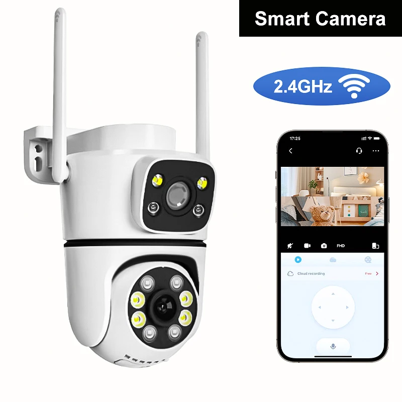 كاميرا مراقبة واي فاي 2.4G واي فاي في الهواء الطلق عدسة مزدوجة شاشة مزدوجة PTZ تتبع السيارات الصوت والفيديو CCTV مراقبة الصوت والفيديو #2