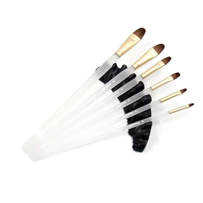6pcs/set high quality Body Hair Weasel Hair Filbert Acrylic Drawing Oil Painting pastel Art Supply Cristal rod Painting material