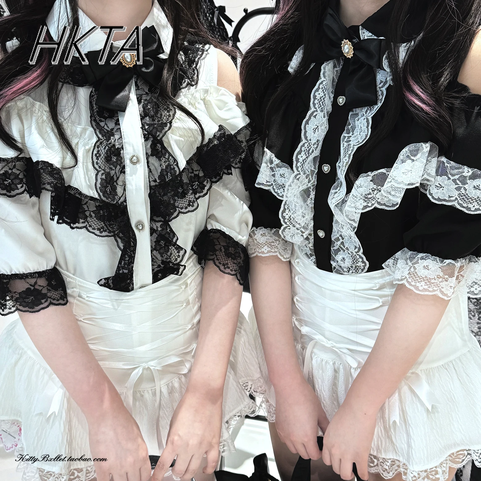 ญี่ปุ่น Lolita หวานน่ารักไหล่แขนสั้นเสื้อโปโลสีขาวเสื้อผู้หญิง Mine ลูกไม้เย็บ Hollow Bow เสื้อด้านบน