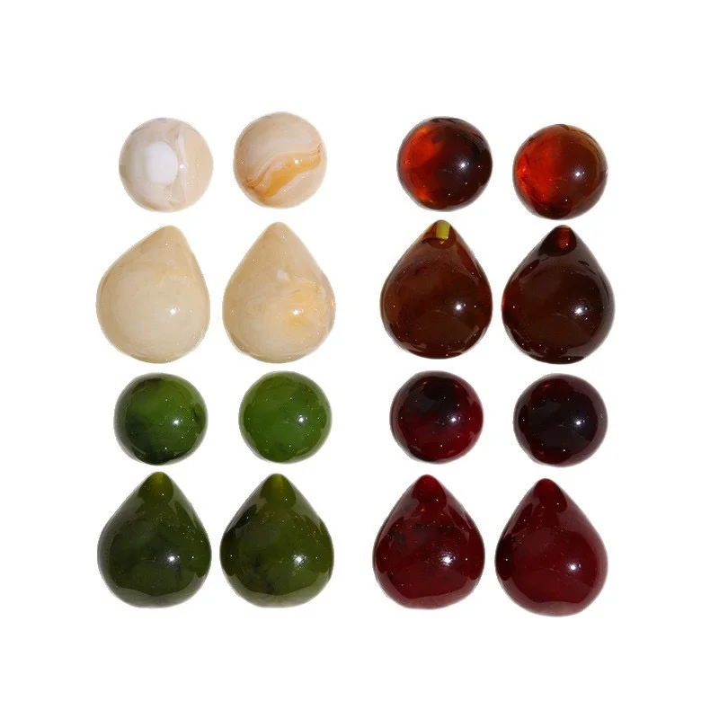 Winter style 40pcs/lot color print geometry rounds water drop shape resin beads diy jewelry garment earring accessory