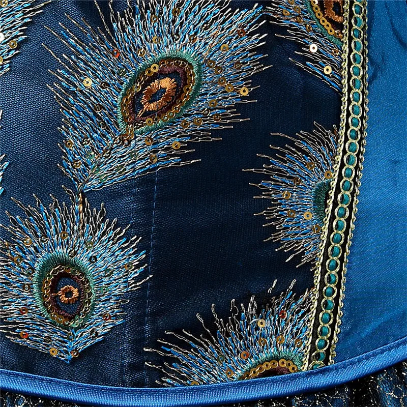 Caudatus Corsets and Bustiers Peacock Embroidery Princess Burlesque Overbust Corset Gothic Feather Clothing Body Shaper Bustier