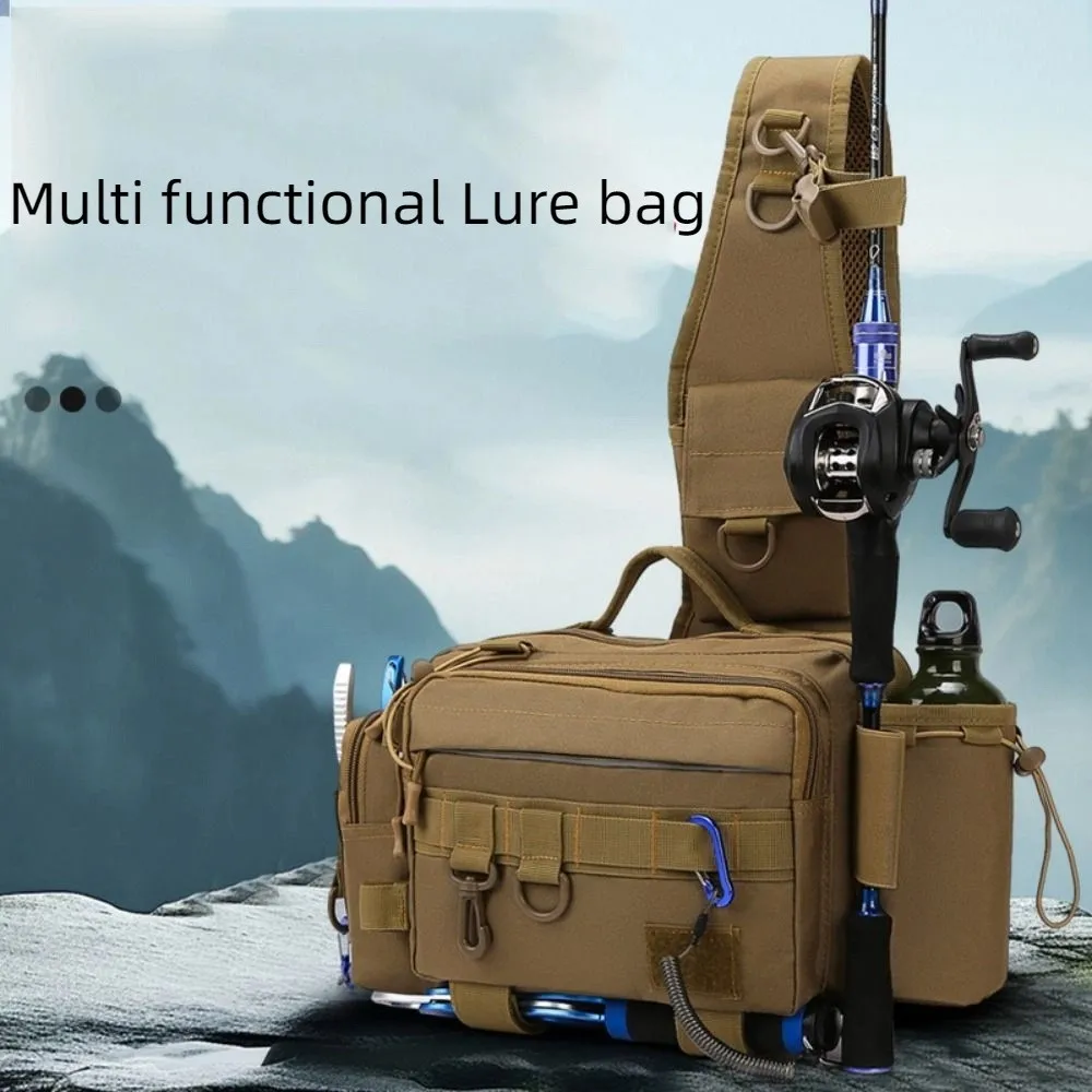 

Waist Fanny Multi functional Lure bag Crossbody with Rod Holder Fishing Lure Backpack Compact Waterproof Fishing Rod Lure Bag