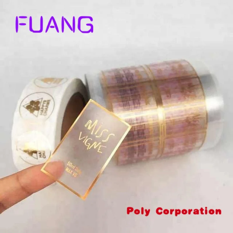 Custom  Etiquettes Custom Self Adhesive Customized Printing Transparent Logo Waterproof Clear Gold Foil Cosmetic Jar Round Stick