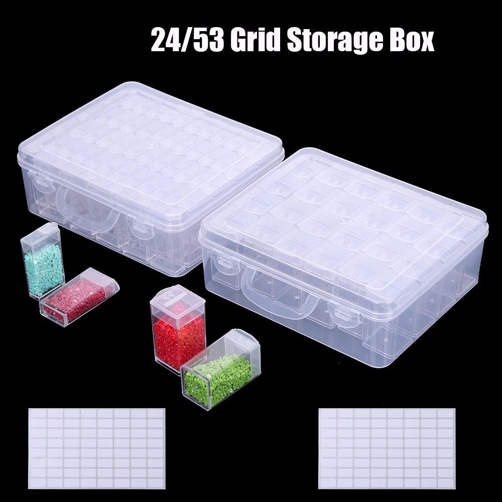 1pc 24/43/64Slots Plastic Storage Box, DIY Diamond Painting Tool Storage and Organizing Box Jewelry Accessories Organizer Box
