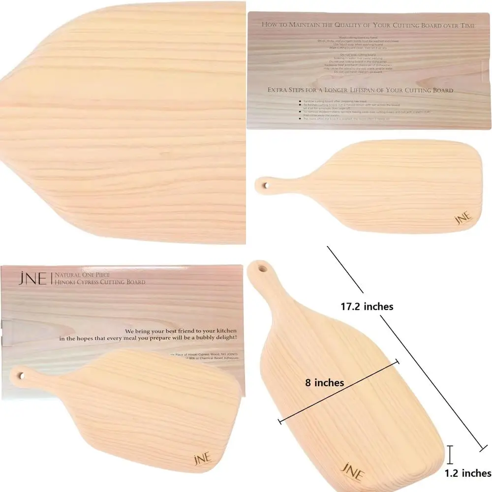 

Двусторонняя деревянная разделочная доска Hinoki Cypress, 17,2 x 8 x 1,2, идеально подходит для хлеба, сыра и сервировки, массива дерева, без суставов или Gl