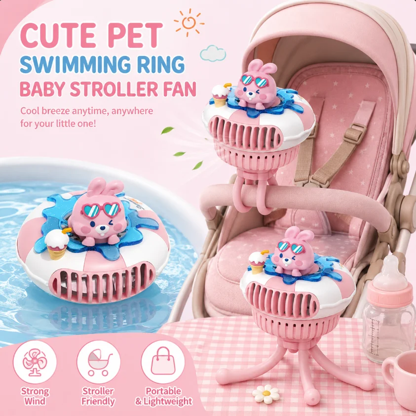 Baby Fan Portable Stroller Fan Personal Fan with 3 Speed Settings Ultra Quiet Baby Must Have for Nodding for Outdoor Camping Gym
