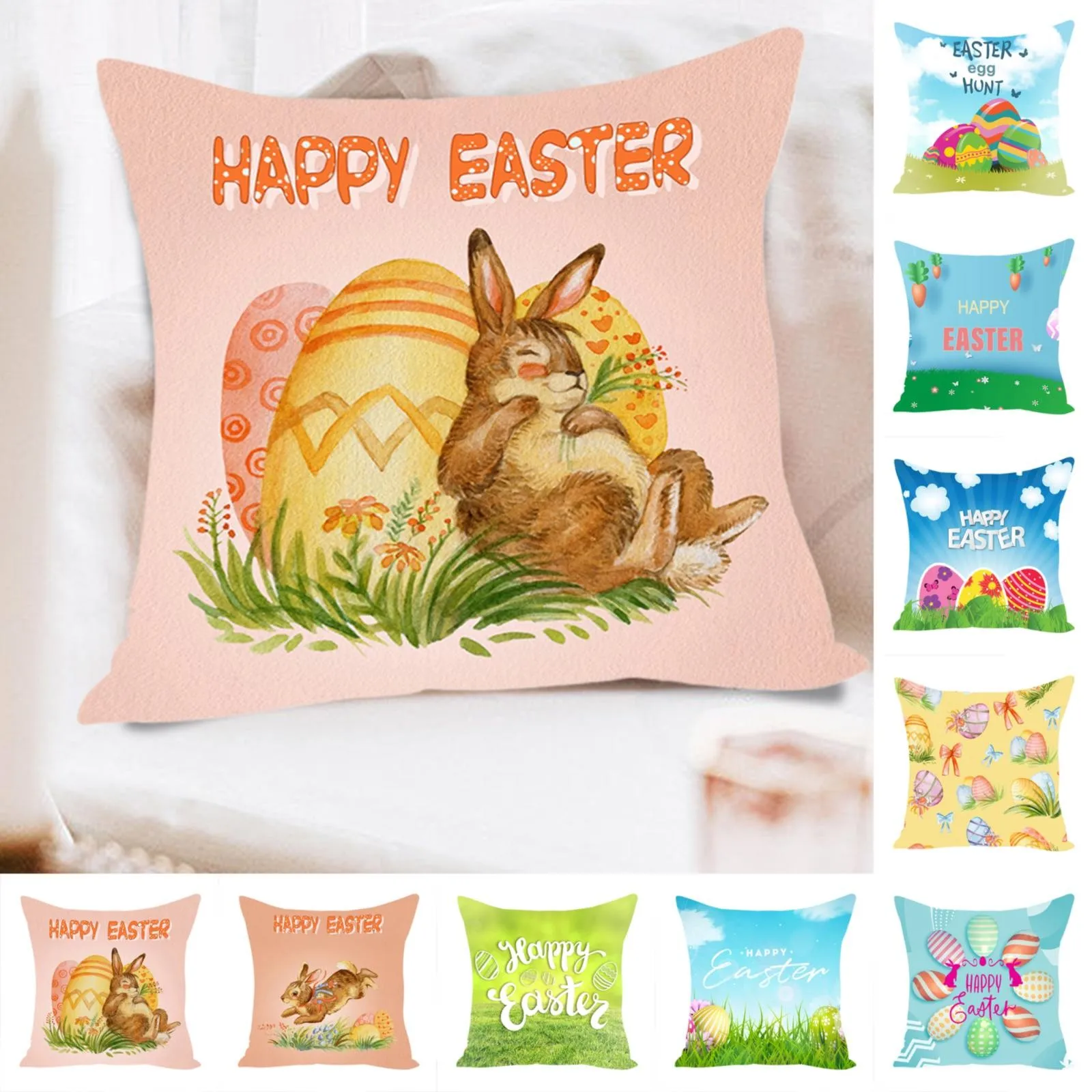 Easter Pillow Covers 18 X 18 Inch Easter Bunny Satin Silk Pillowcase Copper Pillowcase Organic Silk Pillowcase for Hair And Skin