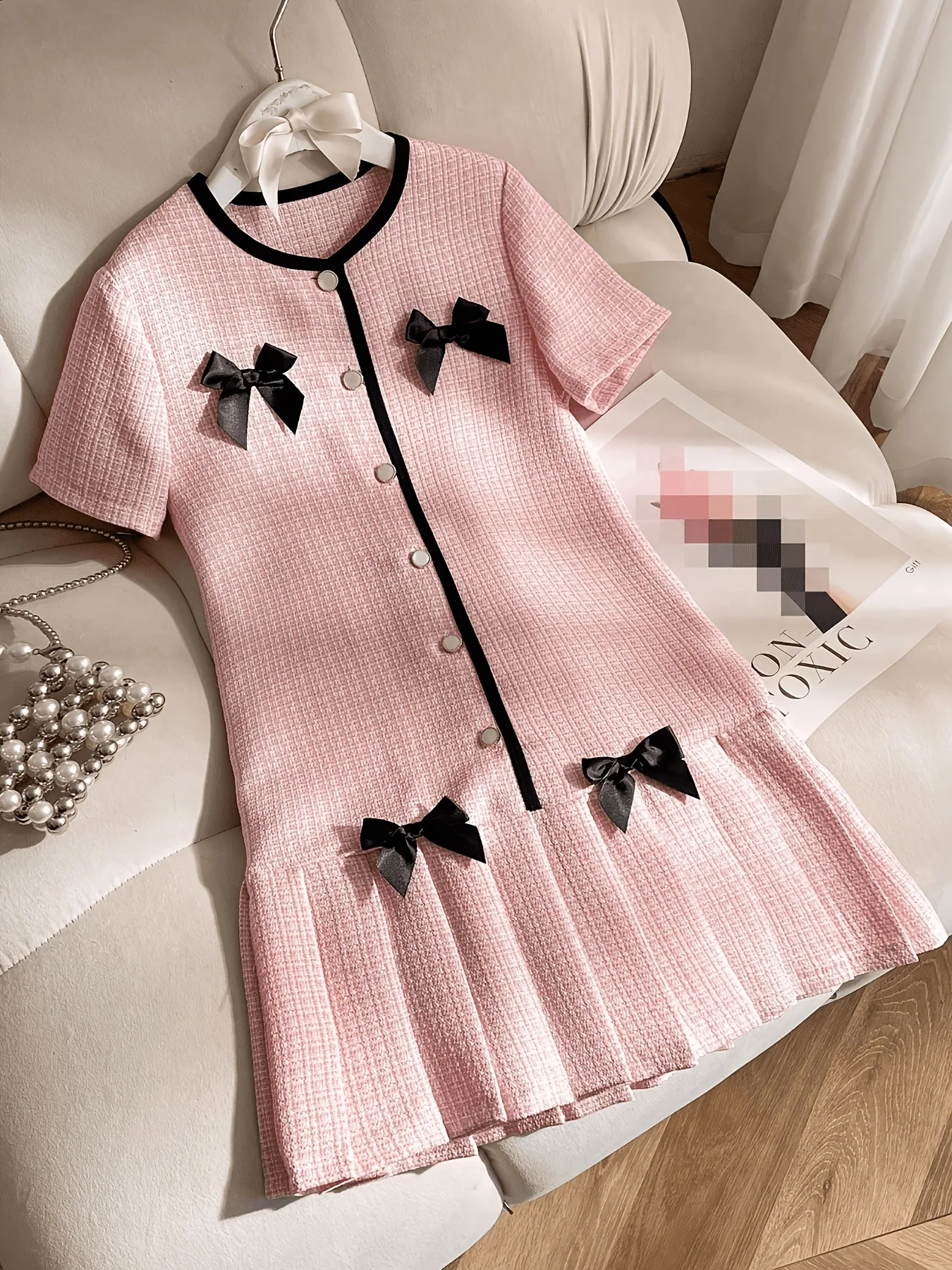 Girls 1-Piece Pink Tweed Dress - Sewing Tweed 评论和价格