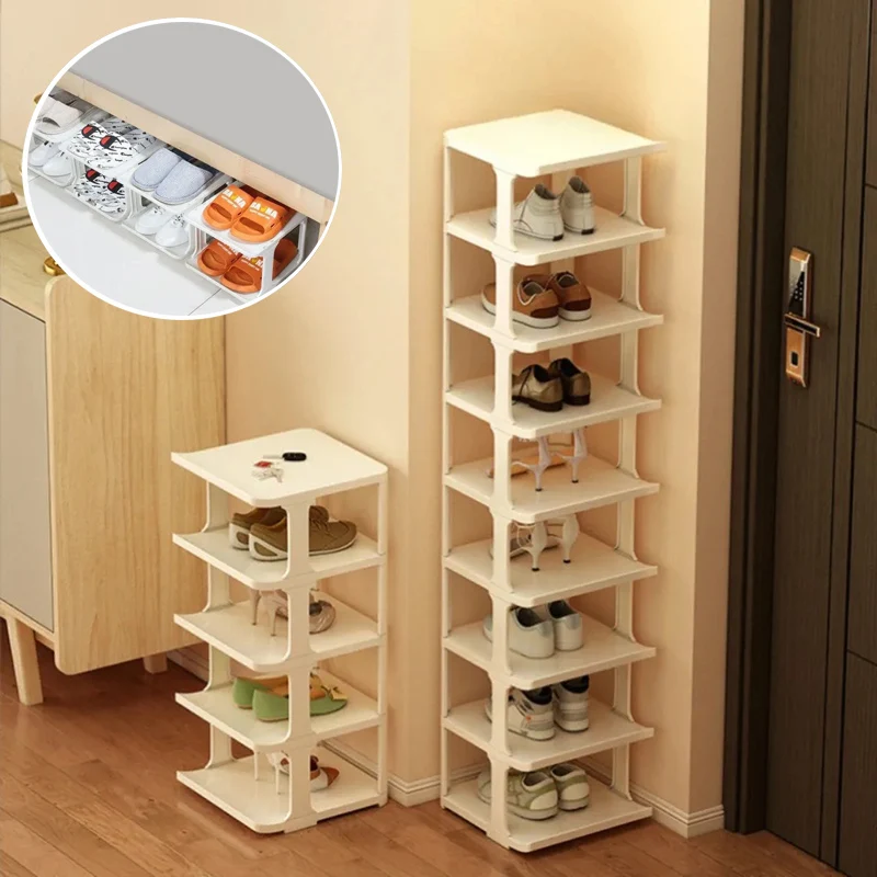 9-Layer Doorway Shoes Organizer Wall Corner Stackable Space-saving Narrow DIY Shoe Storage Rack Household Dormitory Furniture