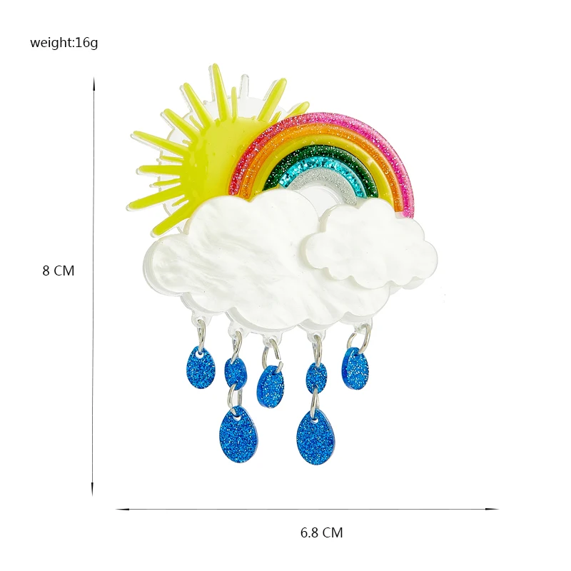 YAOLOGE Trendy Cartoon Rainbow Clouds Acrylic Brooches For Women Kids Lovely Mask Badge Lapel Pins Fashion Party Jewelry Gifts