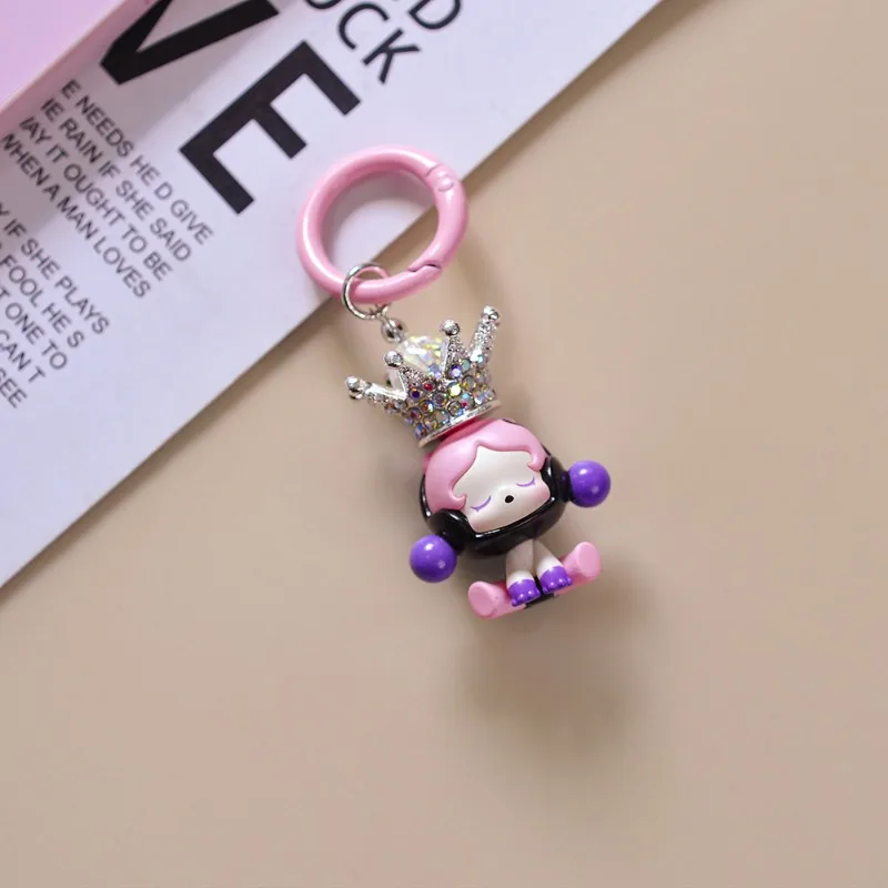 Bubble Cute Lying Sitting Doll Phone Charm High-end Luxury Keychain Pendant DIY Handmade Crown Phone Case Decoration Accessories