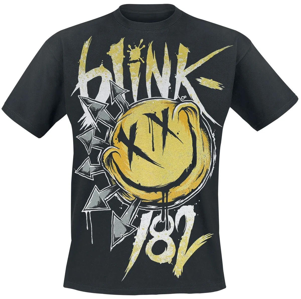 Camiseta de algodão com estampa Blink-182 X Eyes Smiley 182, pop punk, streetwear, unissex, gola redonda, manga curta