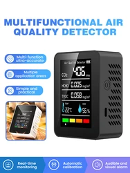 5-in-1 Air Quality Monitor Air Quality Detector USB Charging Indoor Air Quality Meter Formaldehyde Monitor for Indoor Outdoor
