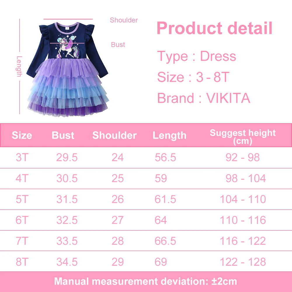 Mädchen Einhorn-Galaxie-Print Geburtstagsparty Prinzessinnen-Tutu-Kleid Kinder Langarm Herbst Mehrschichtiges Ombre-Tüll Marineblaues Kleid – Detail 1