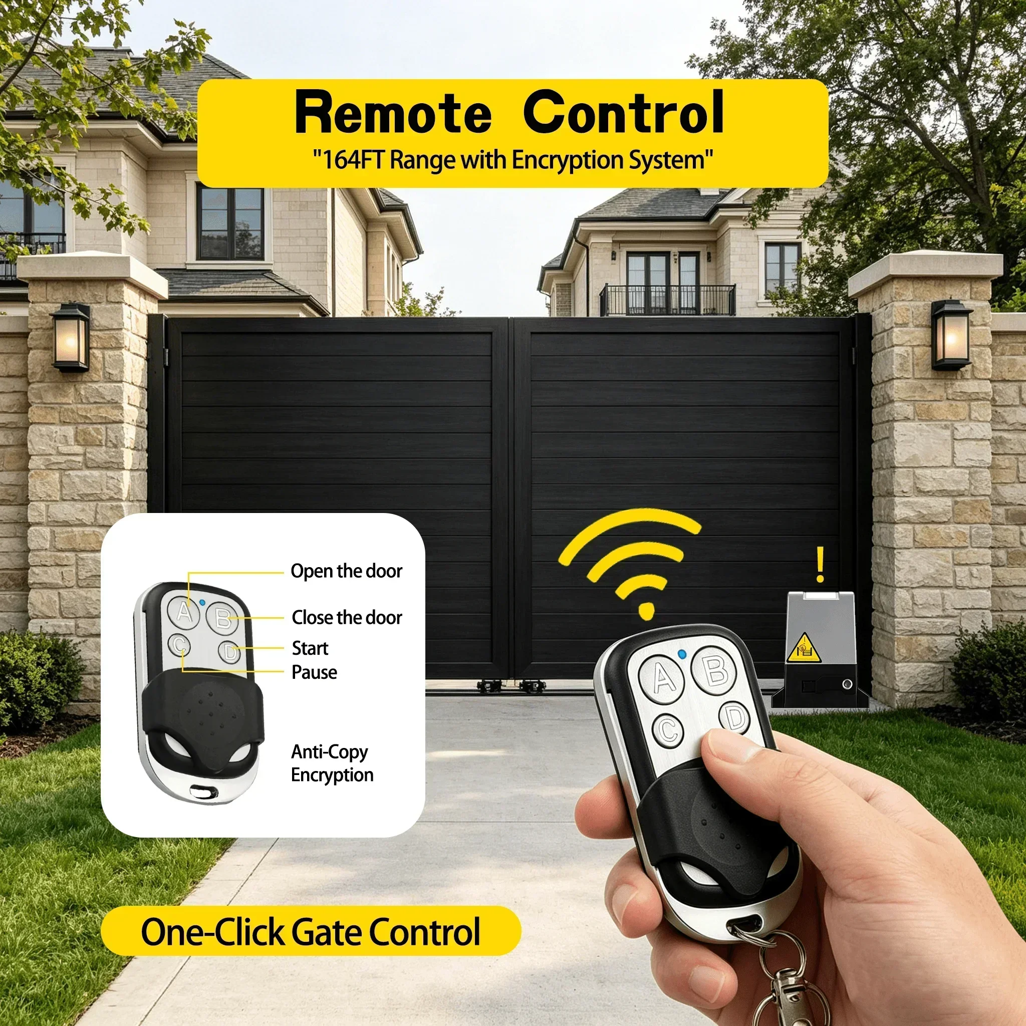 750W 1500KG Sliding Gate Motor Bluetooth Mobile APP Control Spring Limit Automatic Gate Opener Support Safety Sensor Alarm